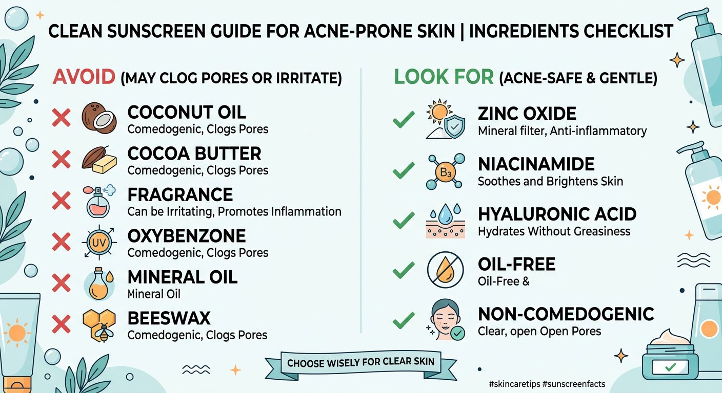 does sunscreen cause acne ingredients to avoid	